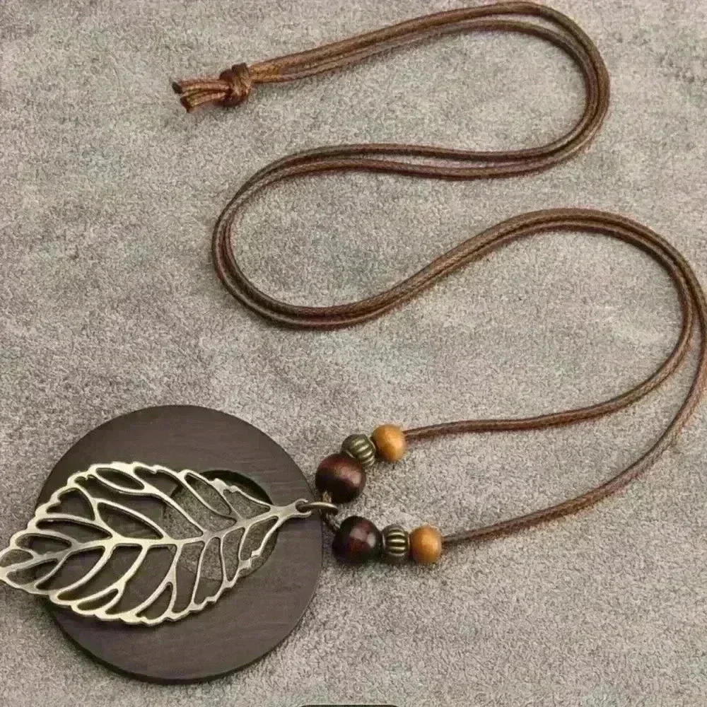 Unique Bohemian Wooden Pendant Necklace